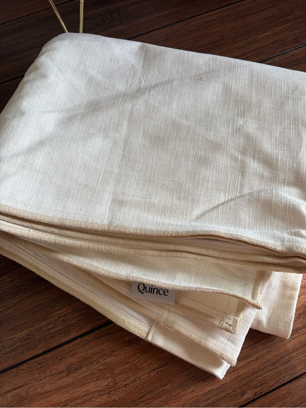 Quince Piped Edge Cotton Curtain Panel | Ivory/Oatmeal | 48x108